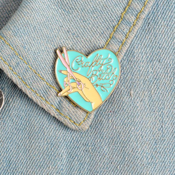 heart shape love scissors hand enamel brooch alloy badge cartoon creative denim clothes bag pin cute sweet jewelry accessories, Gray